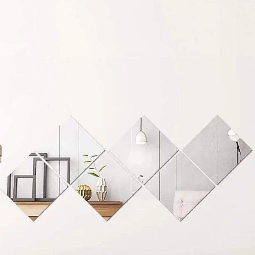Silver & Golden Acrylic Mirror Tiles Wall Decor – 4x4 Inch Pieces