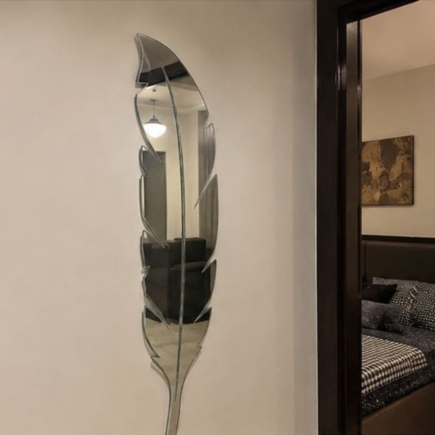 Premium Silver Acrylic Leaf Mirror Wall Decor – Modern Decorative Mirror for Living Room & Bedroom