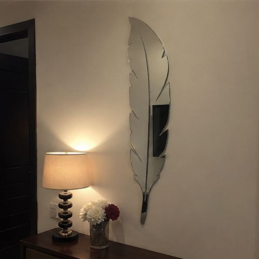 Premium Silver Acrylic Leaf Mirror Wall Decor – Modern Decorative Mirror for Living Room & Bedroom