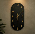 Premium Modern Minimalist MDF Black Wall Clock with Acrylic Gold Numbers