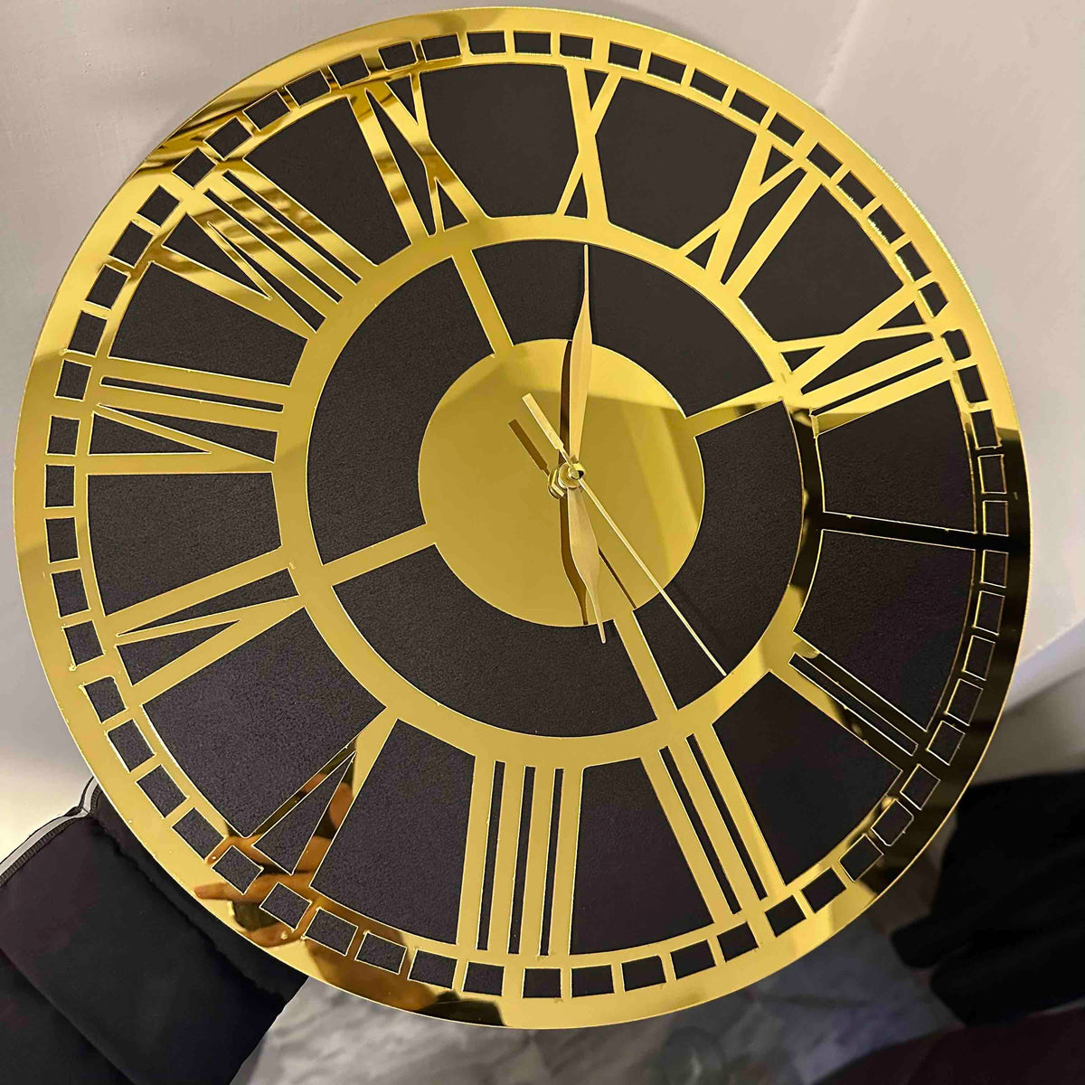 Majestic Roman numeral acrylic wall clock gold